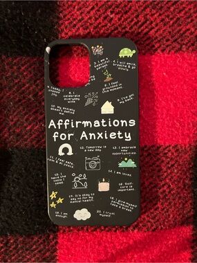 Affirmations for Anxiety Black iPhone 12 Case - Protective Motivational Design